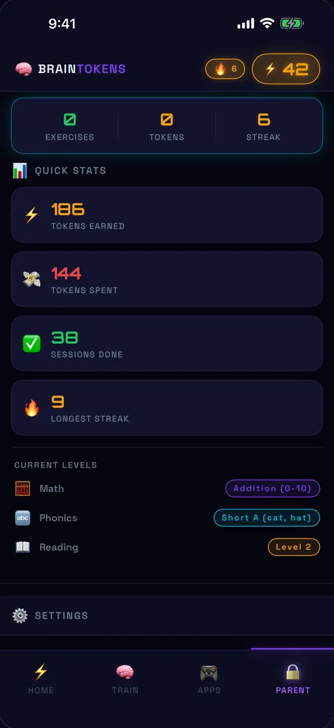 Parent dashboard screen